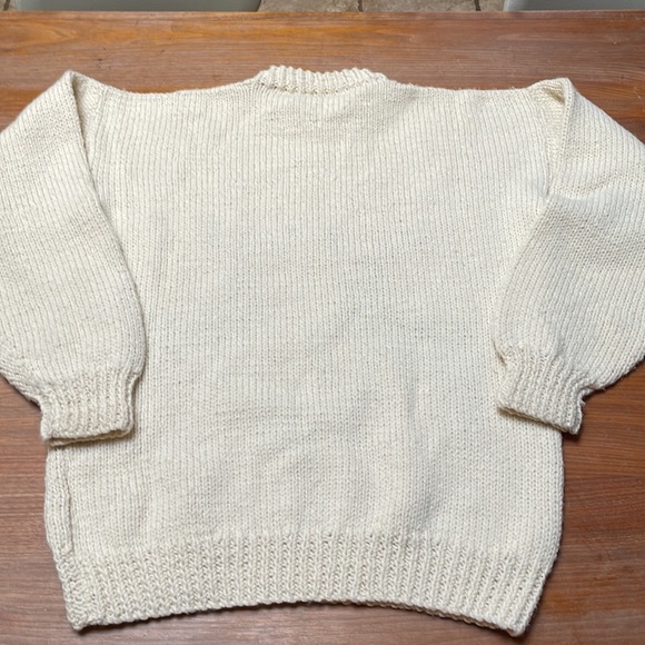 Vintage handmade deer Christmas/holiday ivory knit sweater - Picture 5 of 6
